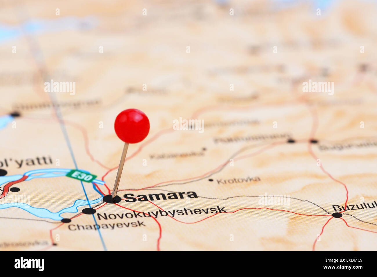 Samara pinned on a map of europe Stock Photo - Alamy