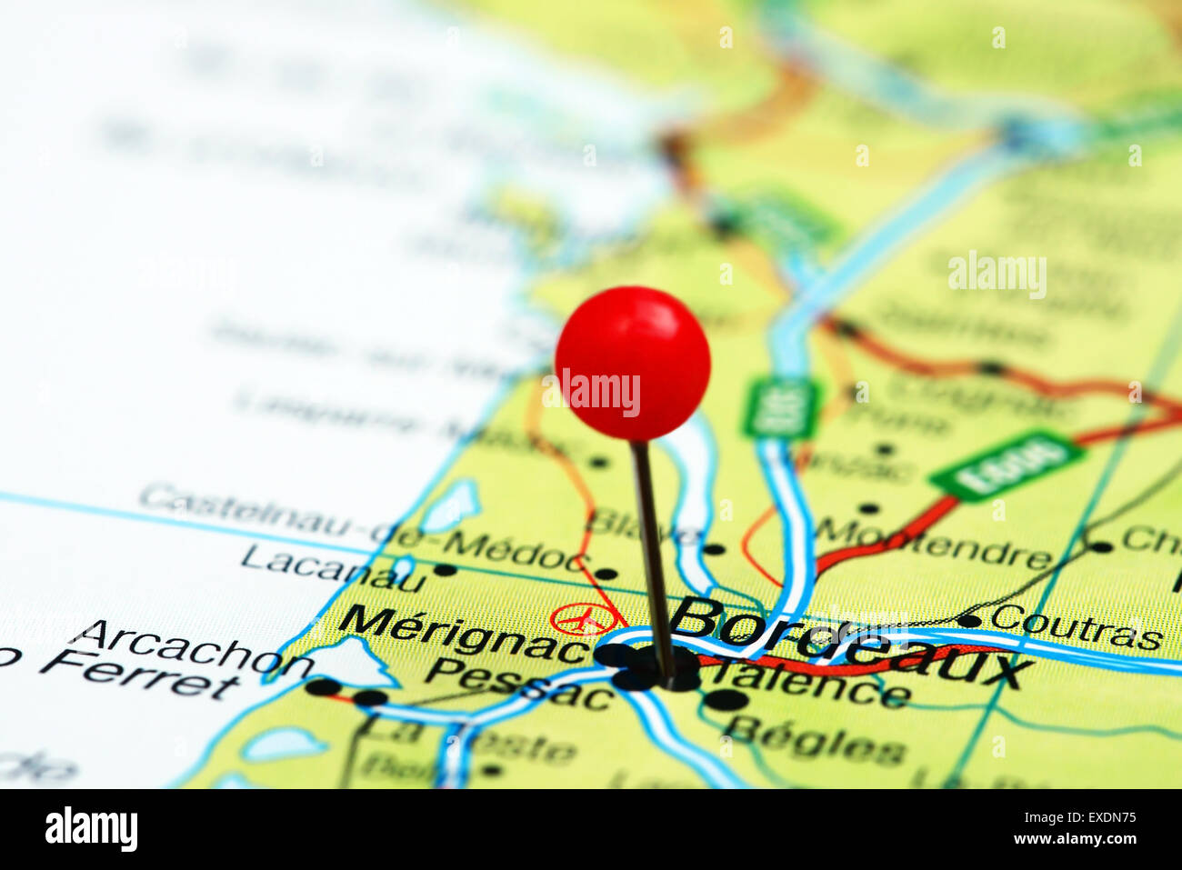 Bordeaux pinned on a map of europe Stock Photo Alamy