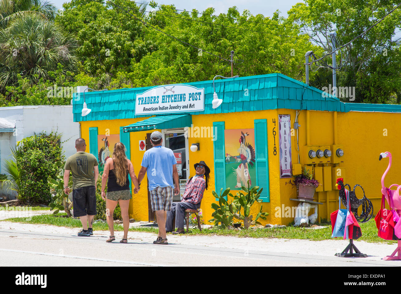 People shopping in colorful Pine Island area of Matlacha in southwest Florida Stock Photo