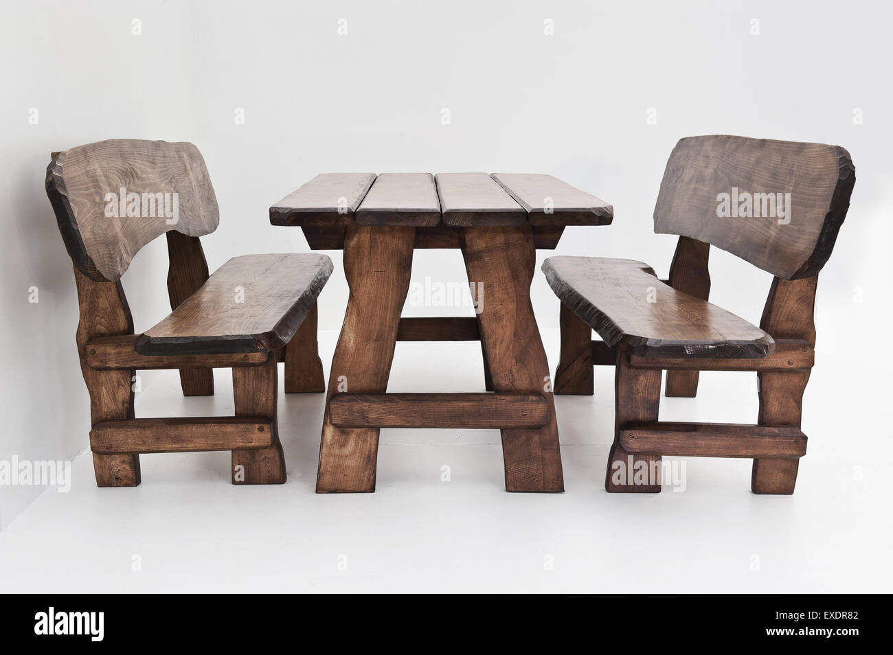 Hand made wooden furniture, isolated on white Stock Photo Alamy