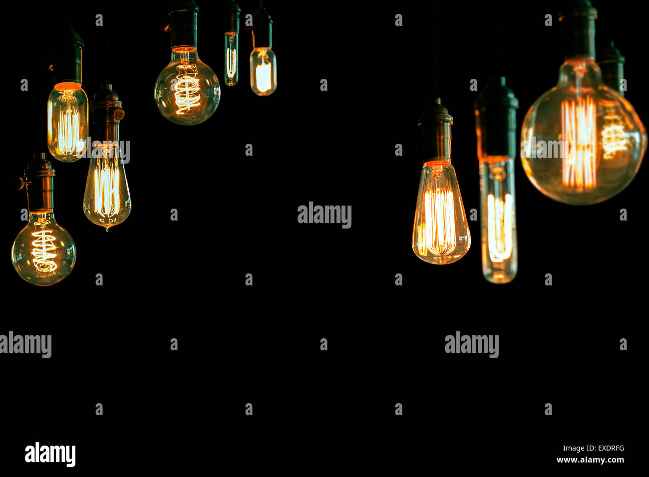 Decorative antique edison style filament light bulbs Stock Photo