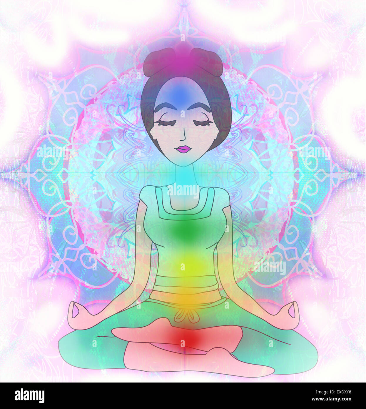 Yoga girl in lotus position Stock Photo - Alamy