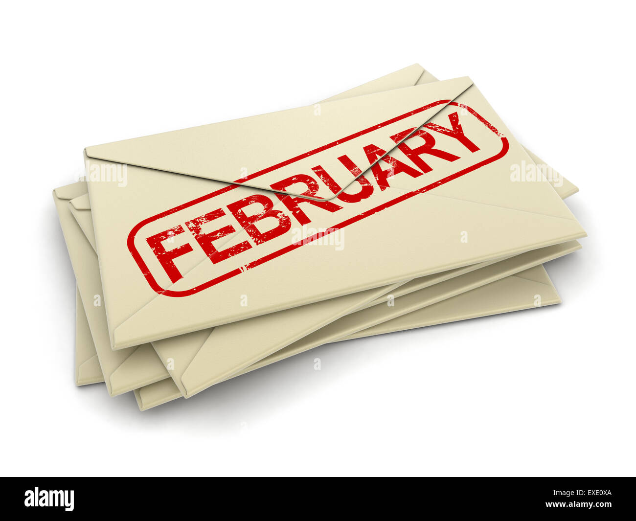 february letters  (clipping path included) Stock Photo