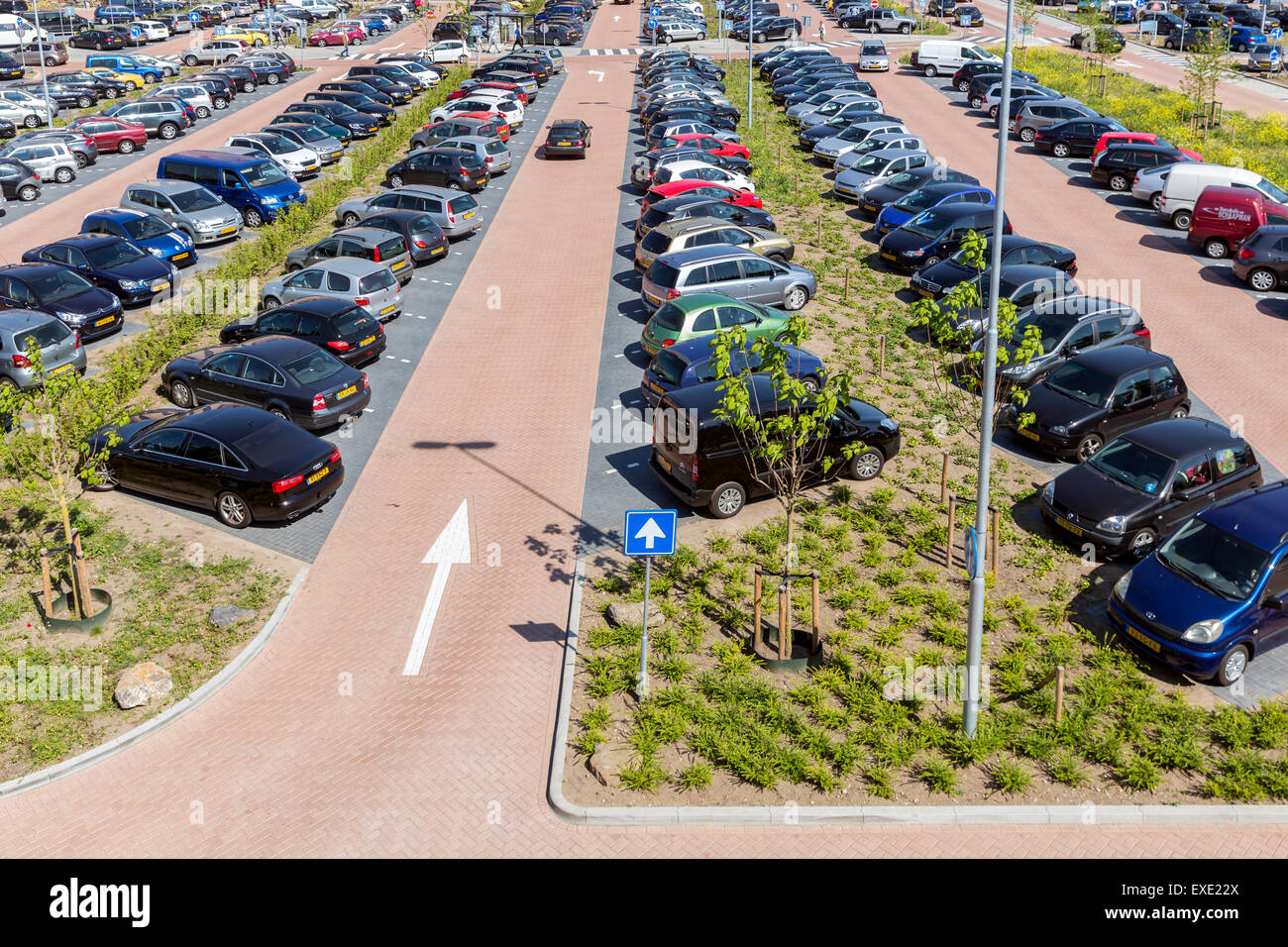 Aerial view car park of the Isala Hospital Zwolle, the Netherlands