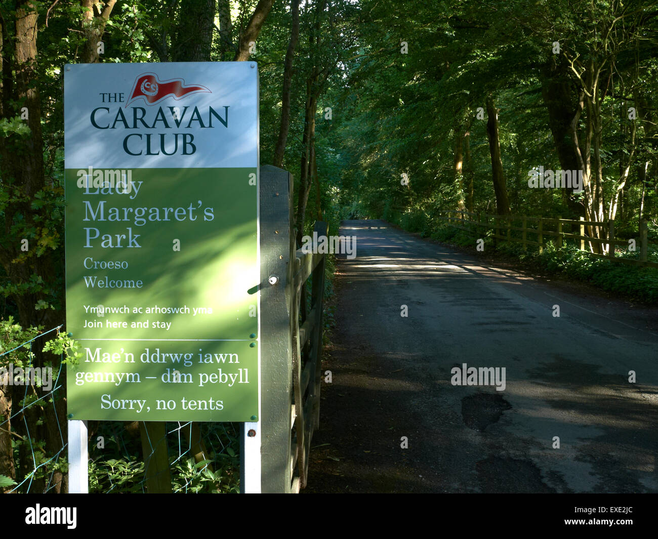 The drive brings you to Lady Margaret's Park in Chirk a Caravan club site in Wales UK Stock Photo