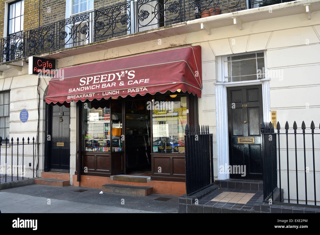 Speedy's Sandwich Bar and Cafe in Camden, recently featuring in the BBC series Sherlock, London, England, U.K. Stock Photo