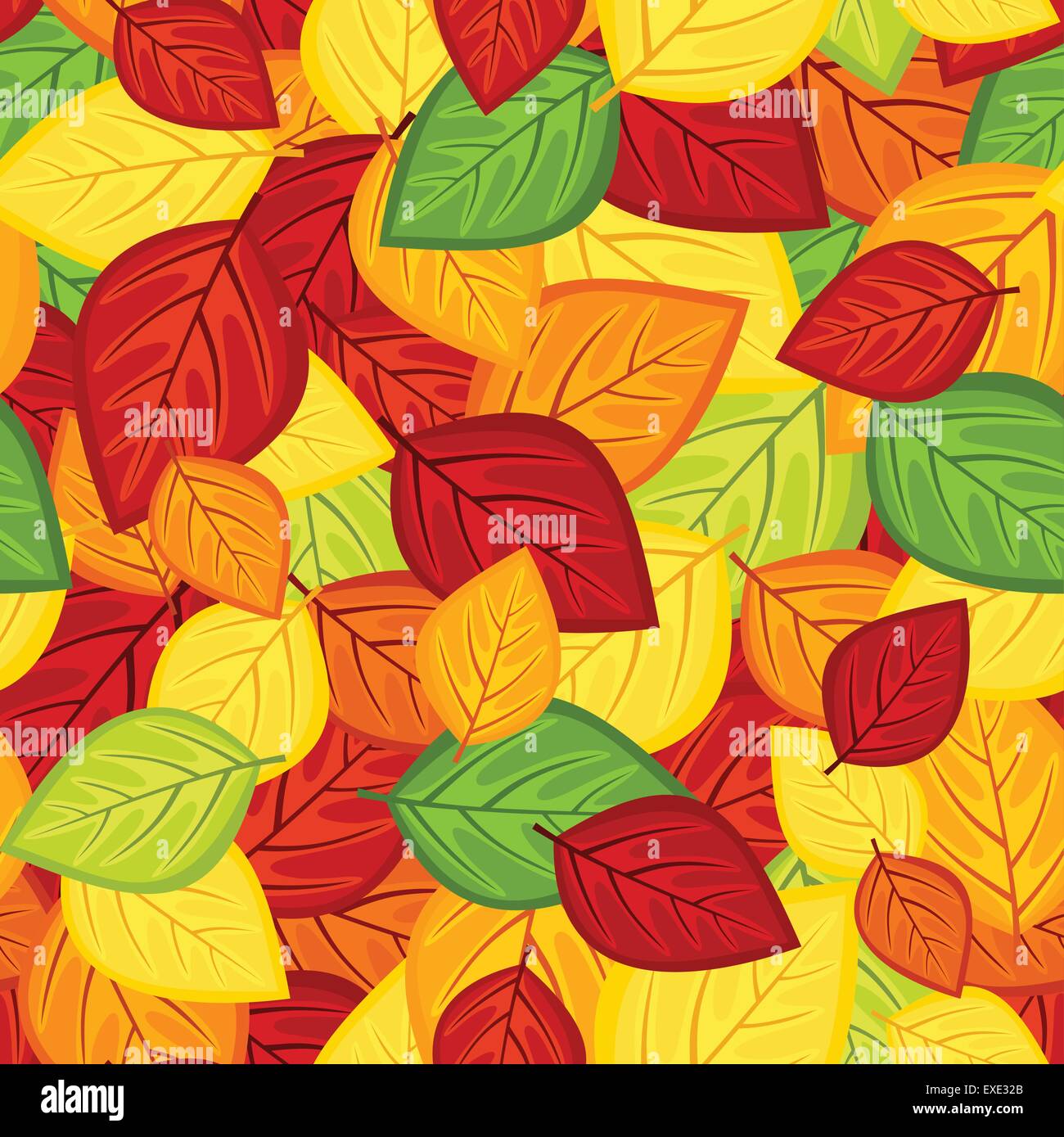 Seamless pattern with colored autumn leaves. Vector illustration Stock ...