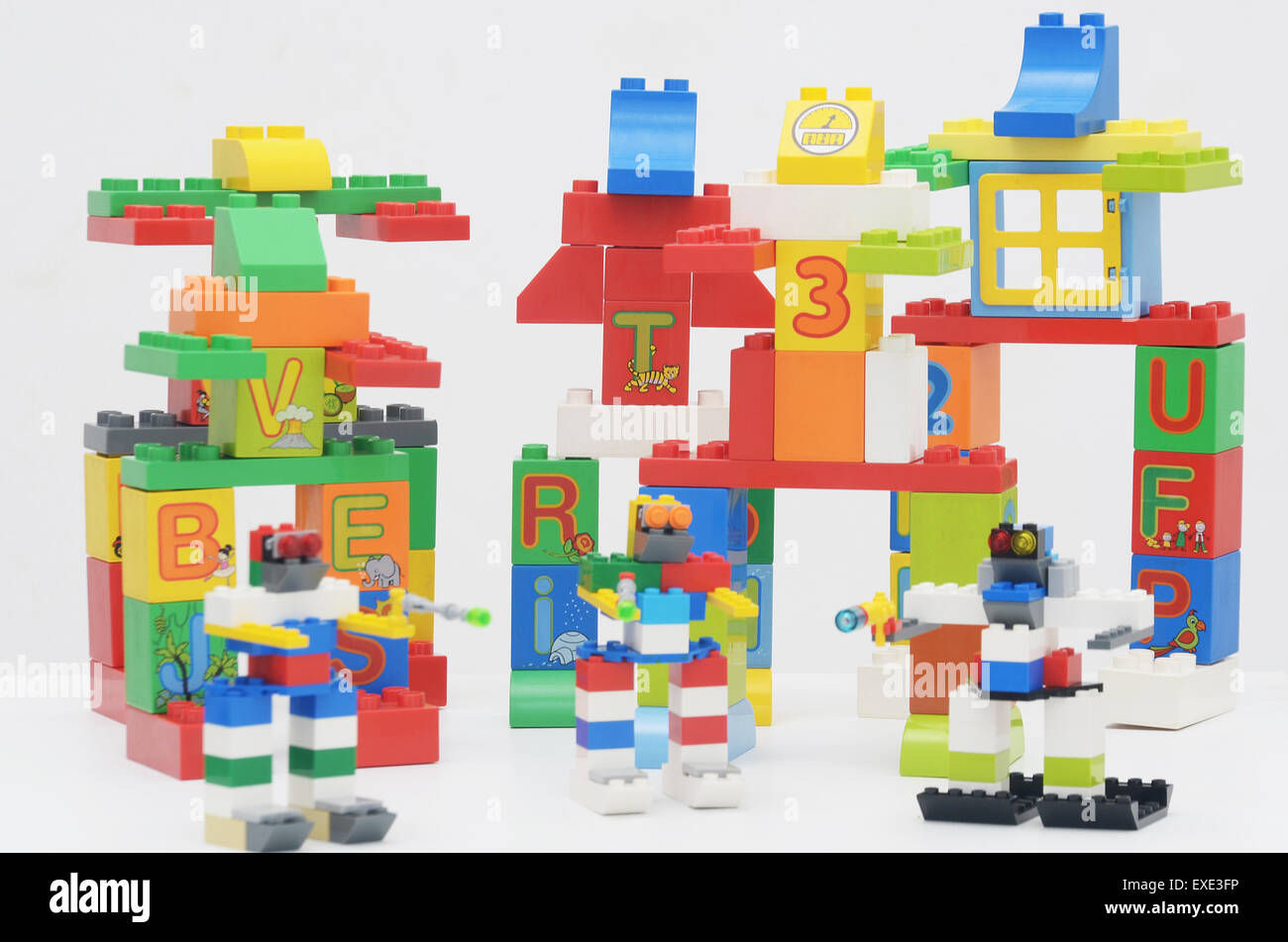 toys for kids, creating robot from brick Stock Photo - Alamy