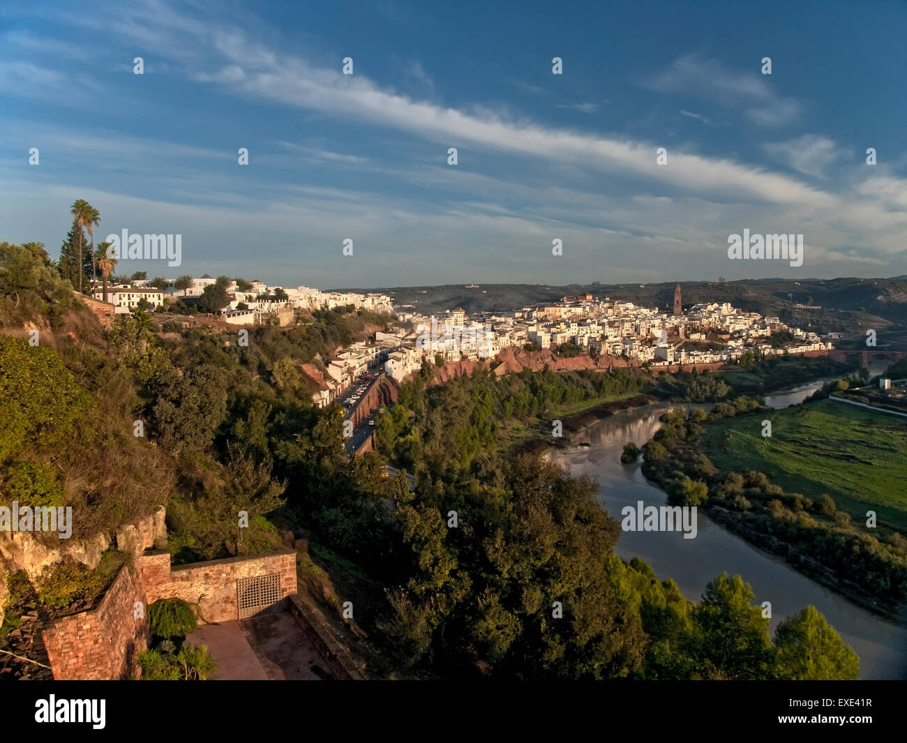 Horizontal picture of town of Montoro next to Guadalquivir river. Cordoba. Andalusia. Spain. Stock Photo