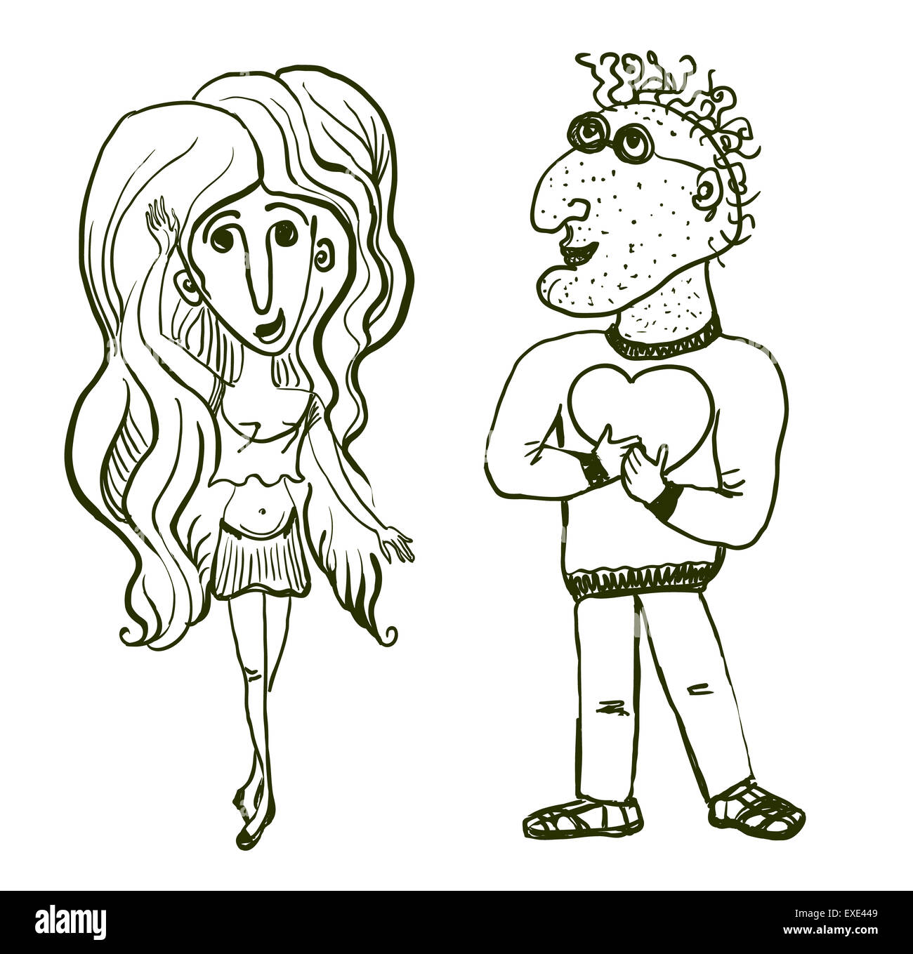 Sketch of women and men Stock Photo - Alamy