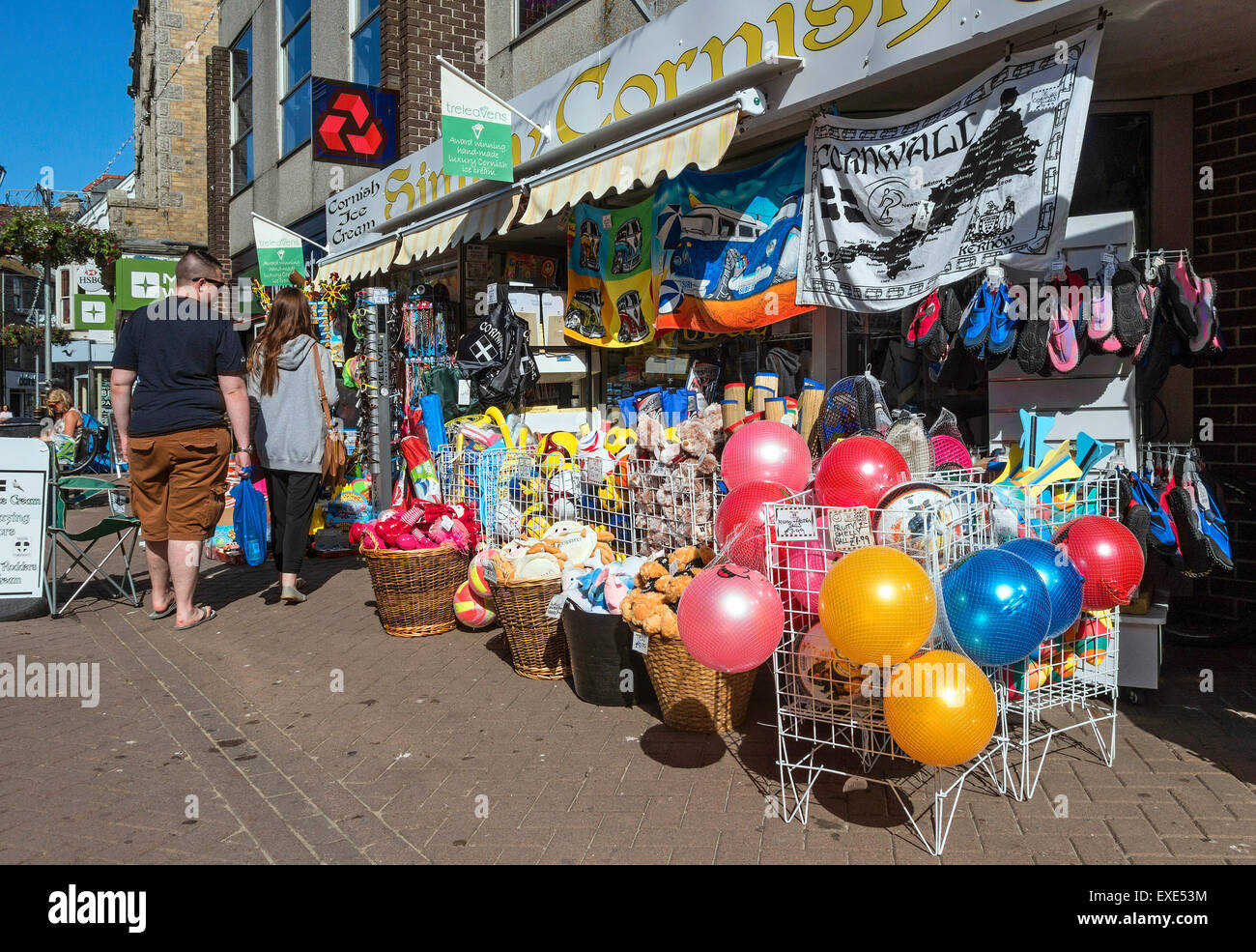 Shops selling beach toys in Newquay, Cornwall, UK Stock Photo Alamy