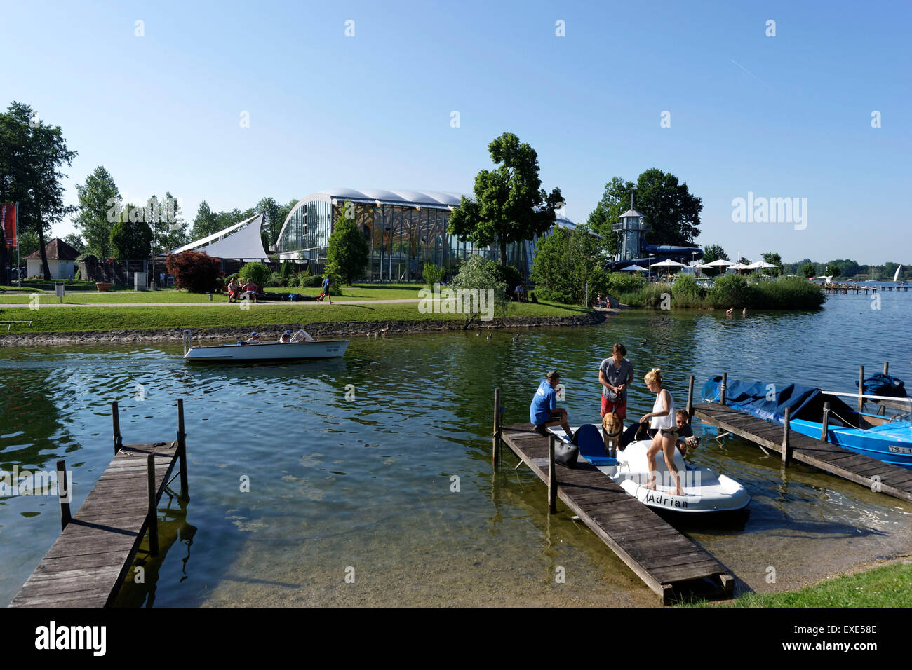 Boat marina, Prien Stock, Chiemsee, Chiemgau, Upper Bavaria, Germany ...