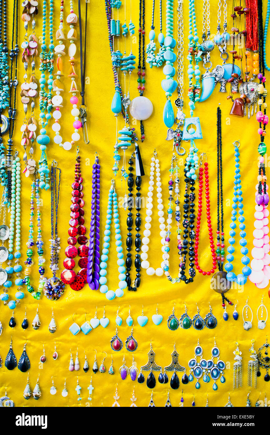 Souvenir jewellery on display at a turkish market Stock Photo Alamy
