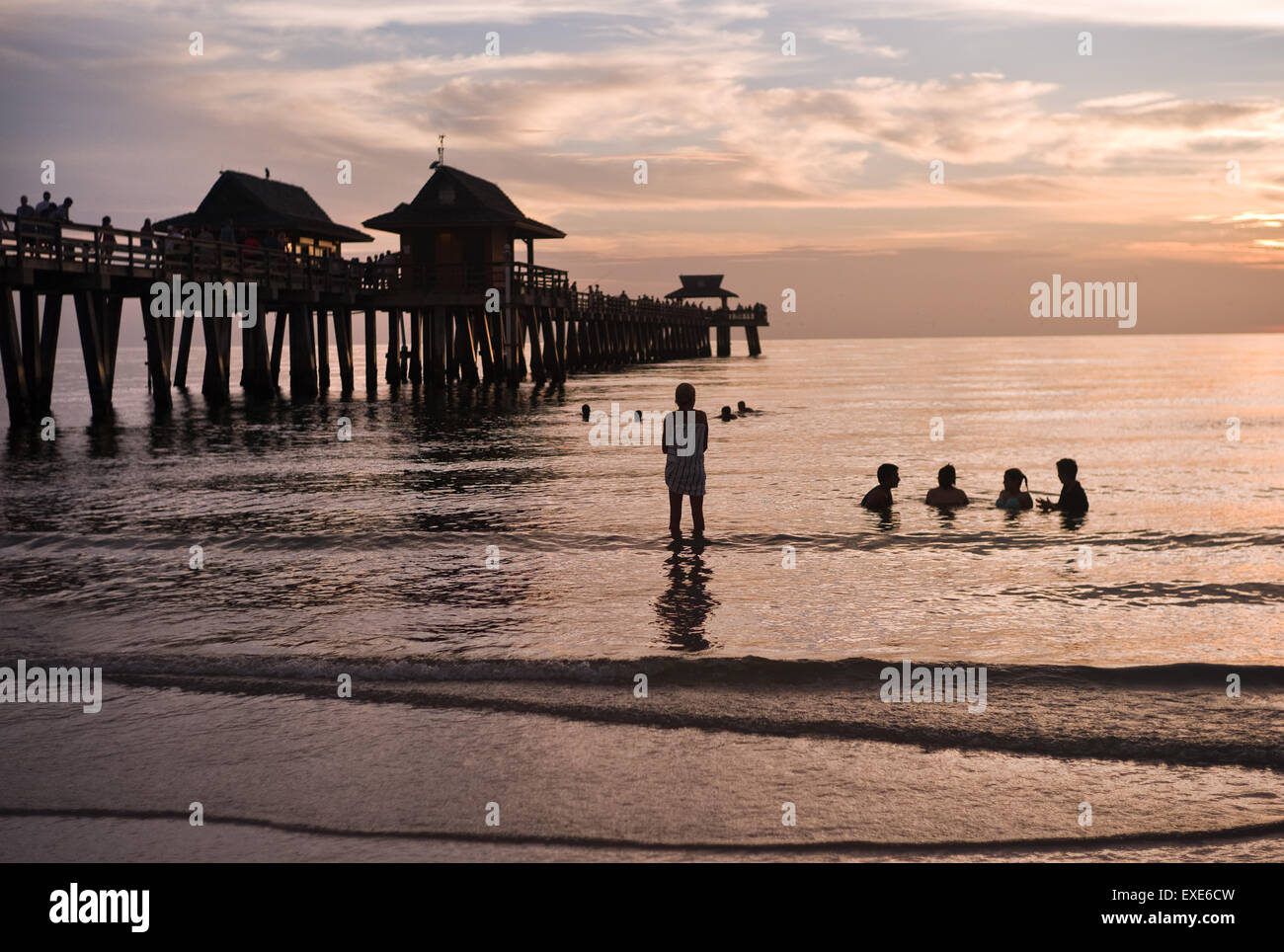 Naples, Florida Pier at sunset Stock Photo