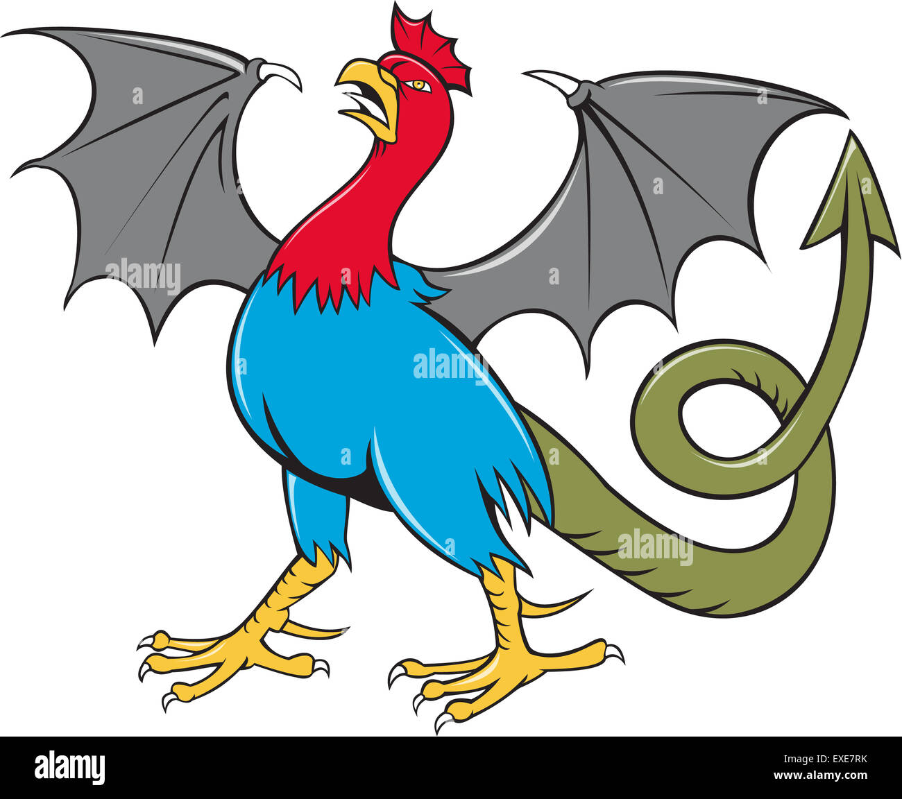 Illustration of a basilisk , an animal with the head, torso and legs of