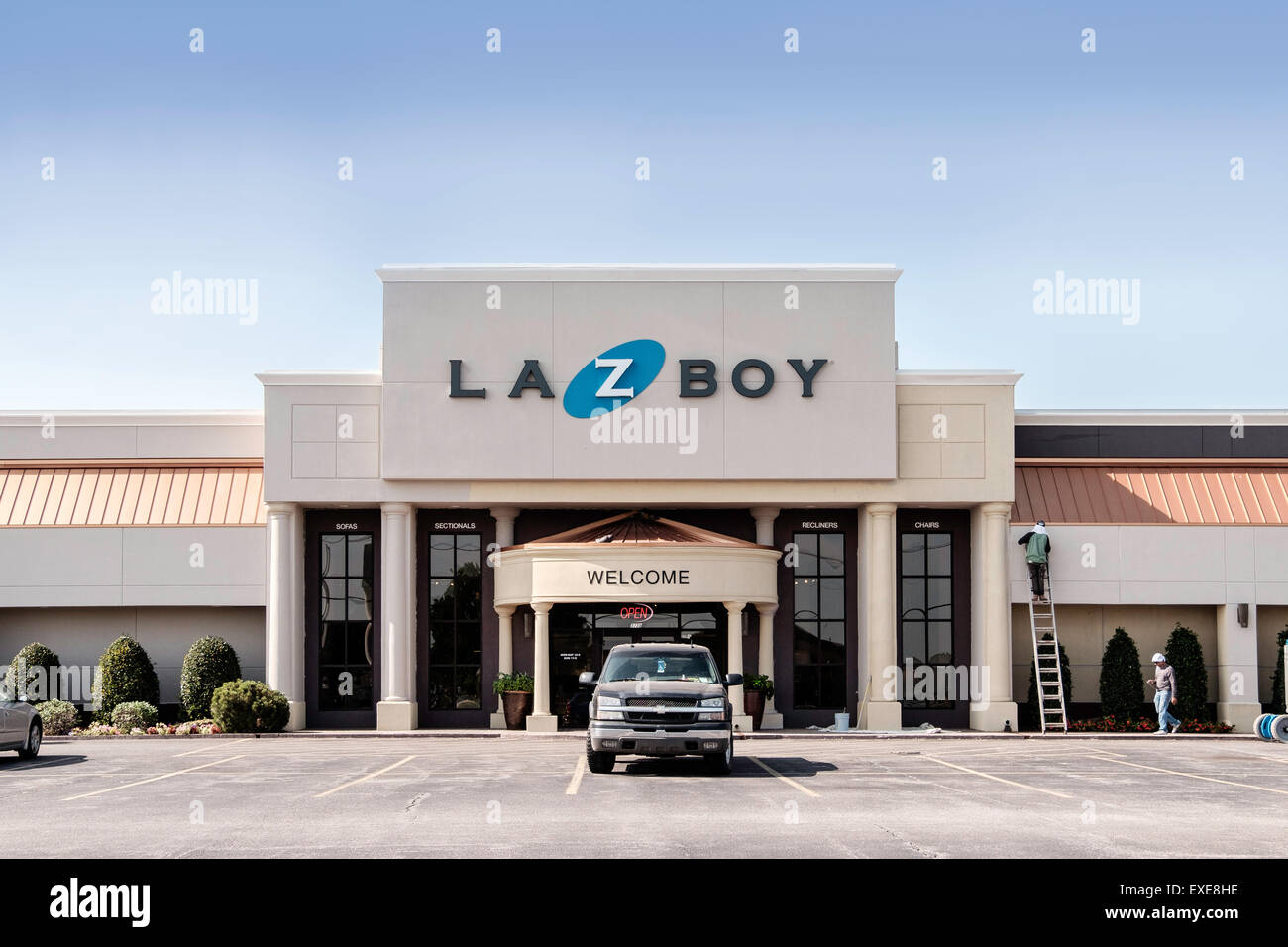 A La Z Boy store gets a new painted exterior, Oklahoma City, Oklahoma, USA. Stock Photo