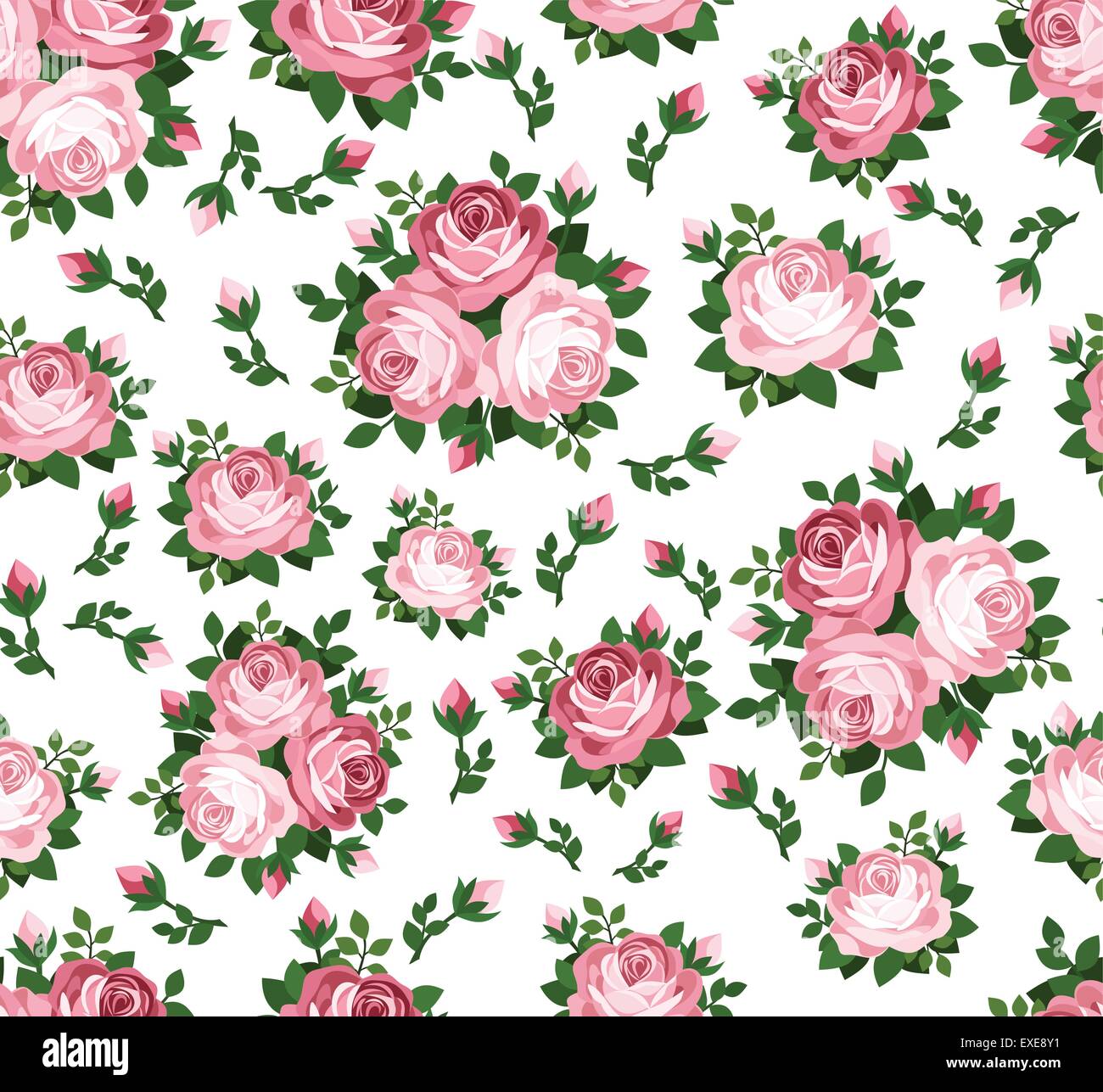 Seamless pattern with pink roses. Vector illustration Stock Vector ...
