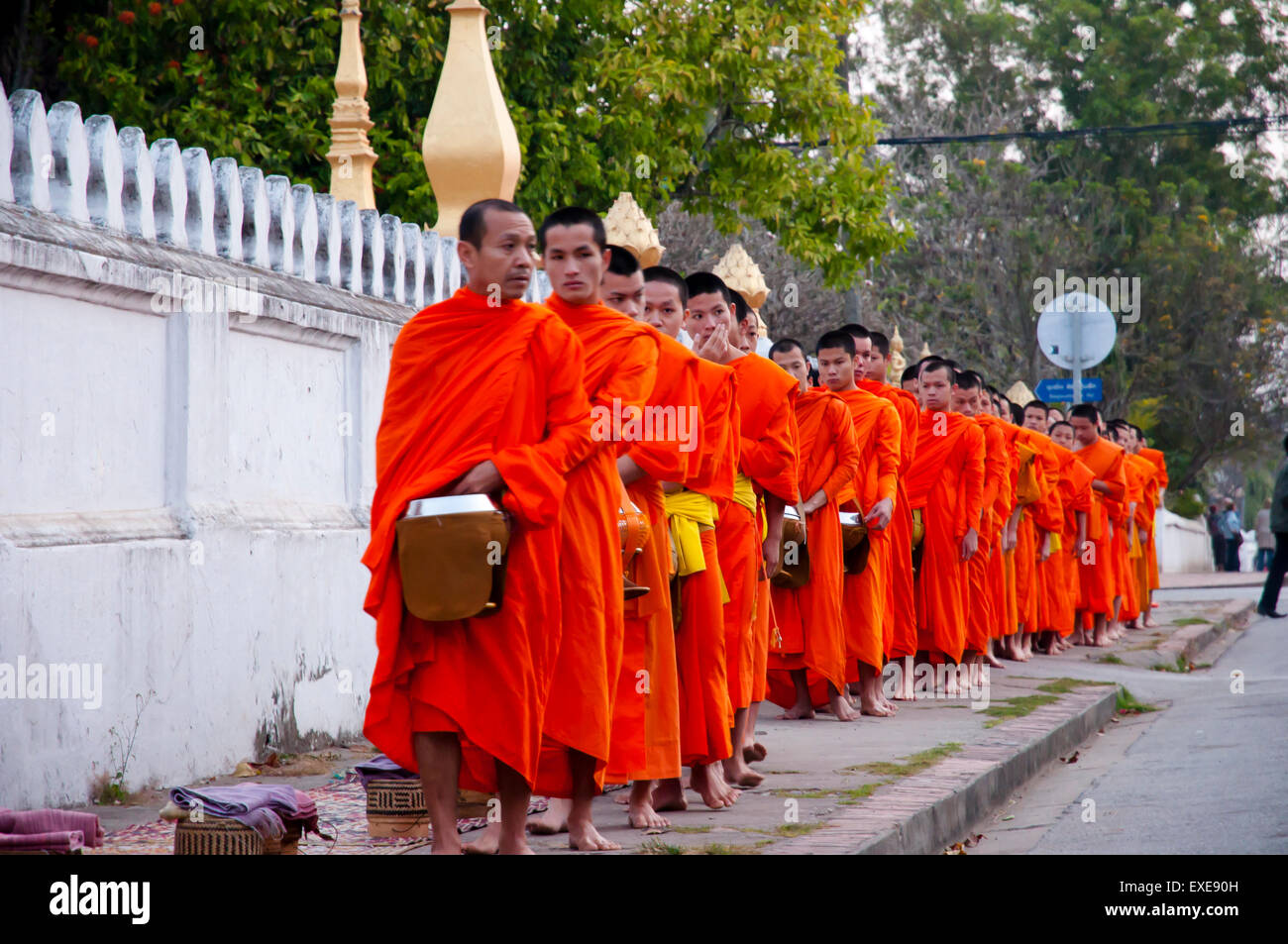 Monks - Luang Prabang - Laos Stock Photo