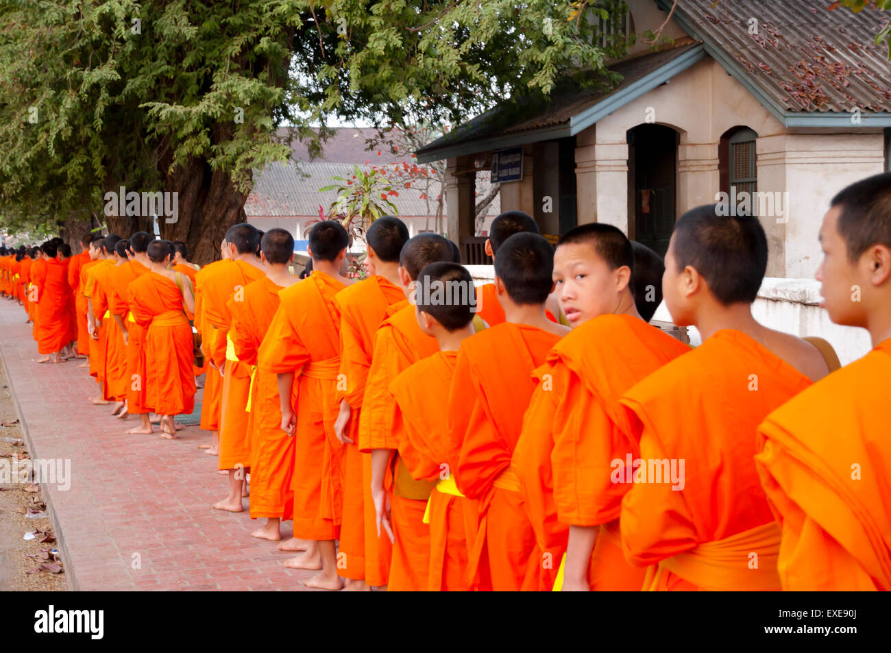 Monks - Luang Prabang - Laos Stock Photo