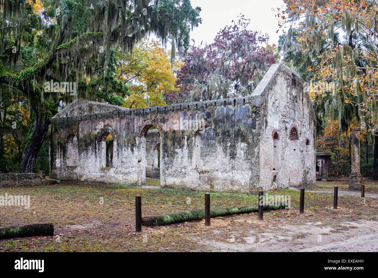 Chapel of Ease Ruins on St. Helena Island, South Carolina Stock Photo