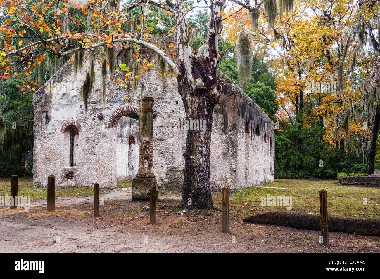 Chapel of Ease Ruins on St. Helena Island, South Carolina Stock Photo