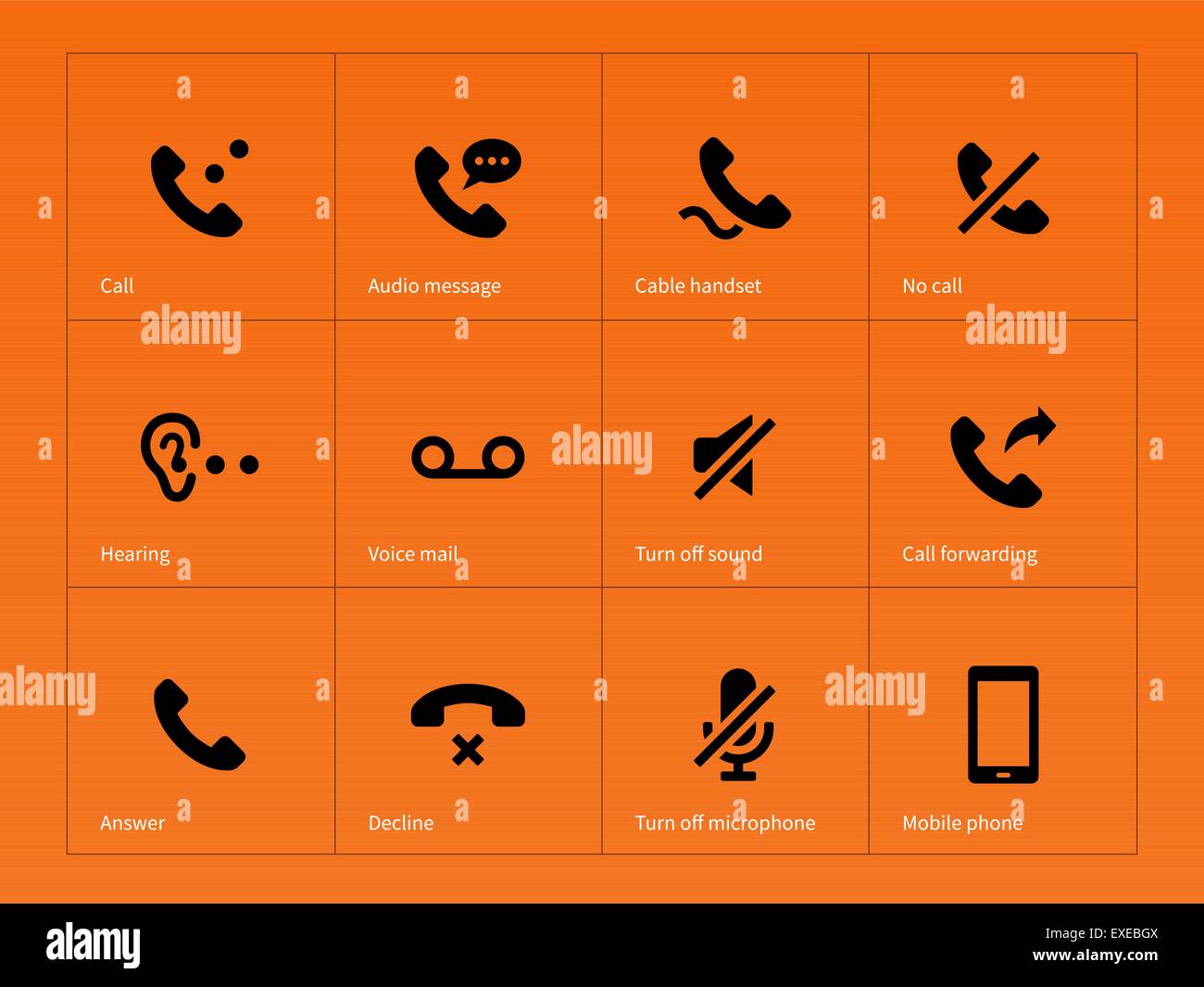 Phone handset and call icons on orange background Stock Vector Image ...