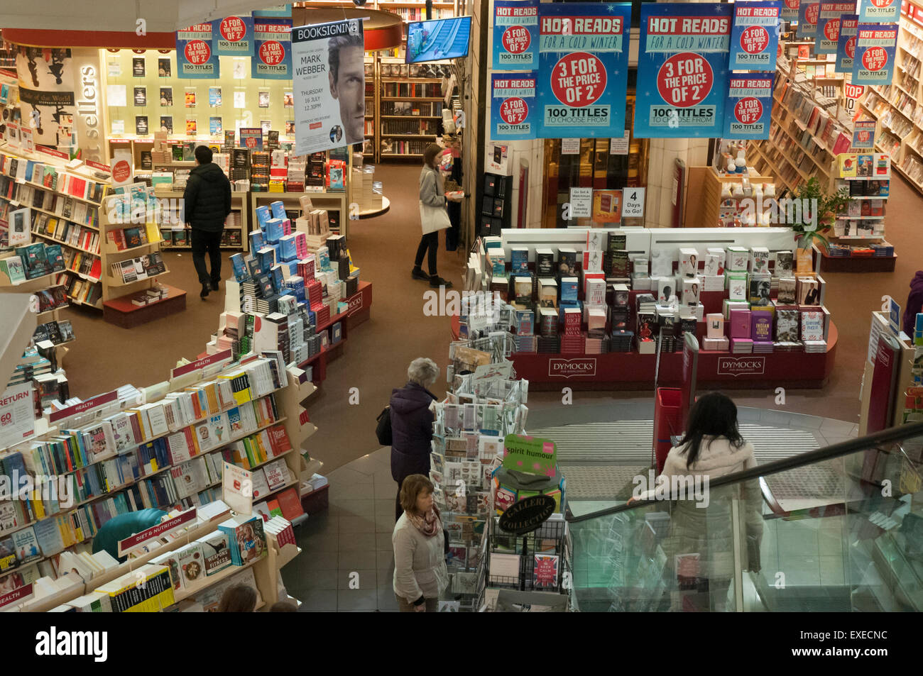 Bookstore below street level collins hires stock photography and