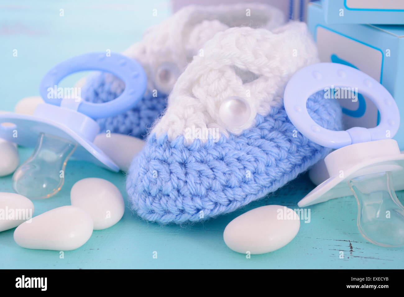 Baby Shower Its A Boy Blue Gift With Gift Box Baby Booties And Baby Shower Its A Boy Blue Gift With Gift Box Baby Booties And
