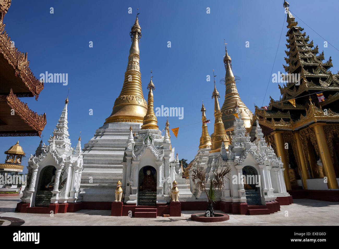 Temples and shrines, Shwedagon Pagoda, Yangon, Myanmar Stock Photo