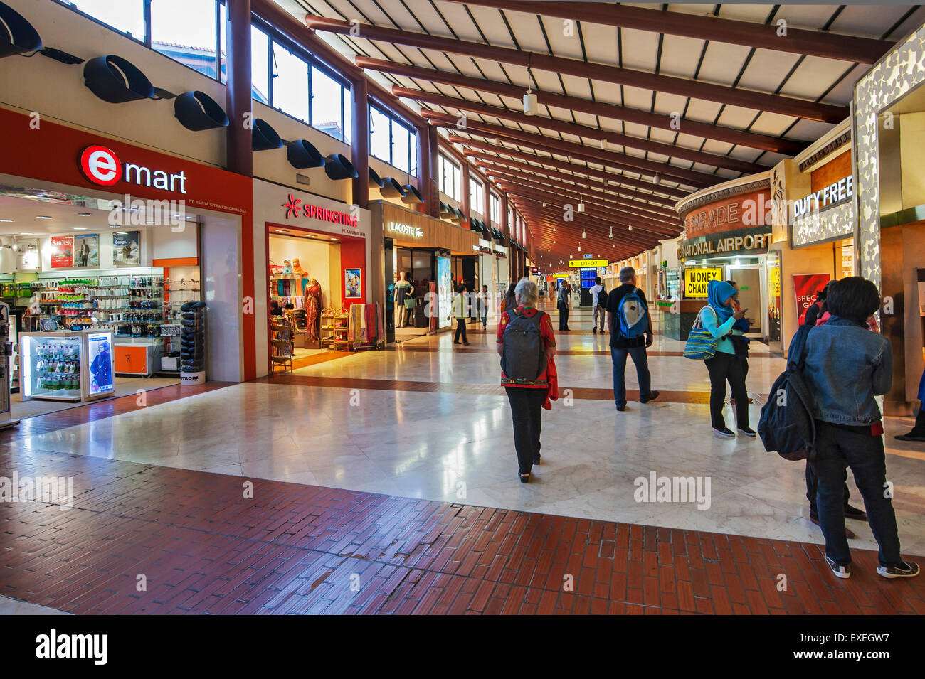 Shopping arcade, Soekarno-Hatta Airport, Jakarta, Java, Indonesia Stock