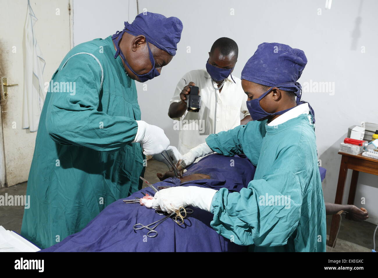 During surgery, hospital and health center, Matamba-Solo, Kawongo district, Bandundu Province, Congo-Brazzaville Stock Photo