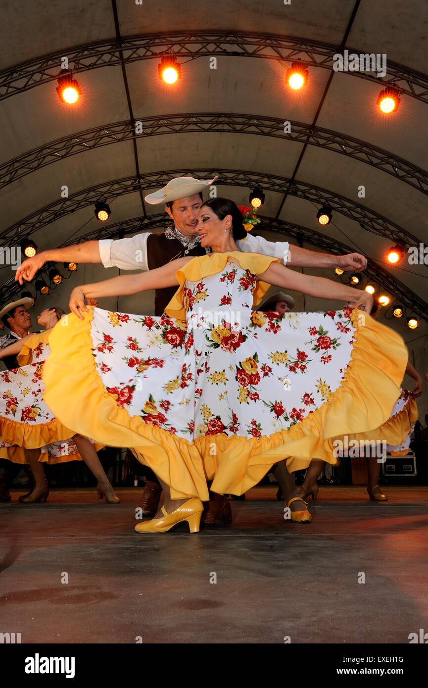 Folklore group Sentiemento Criollo dancing Argentine dances, folklore festival, Neustadt, Schleswig-Holstein, Germany Stock Photo