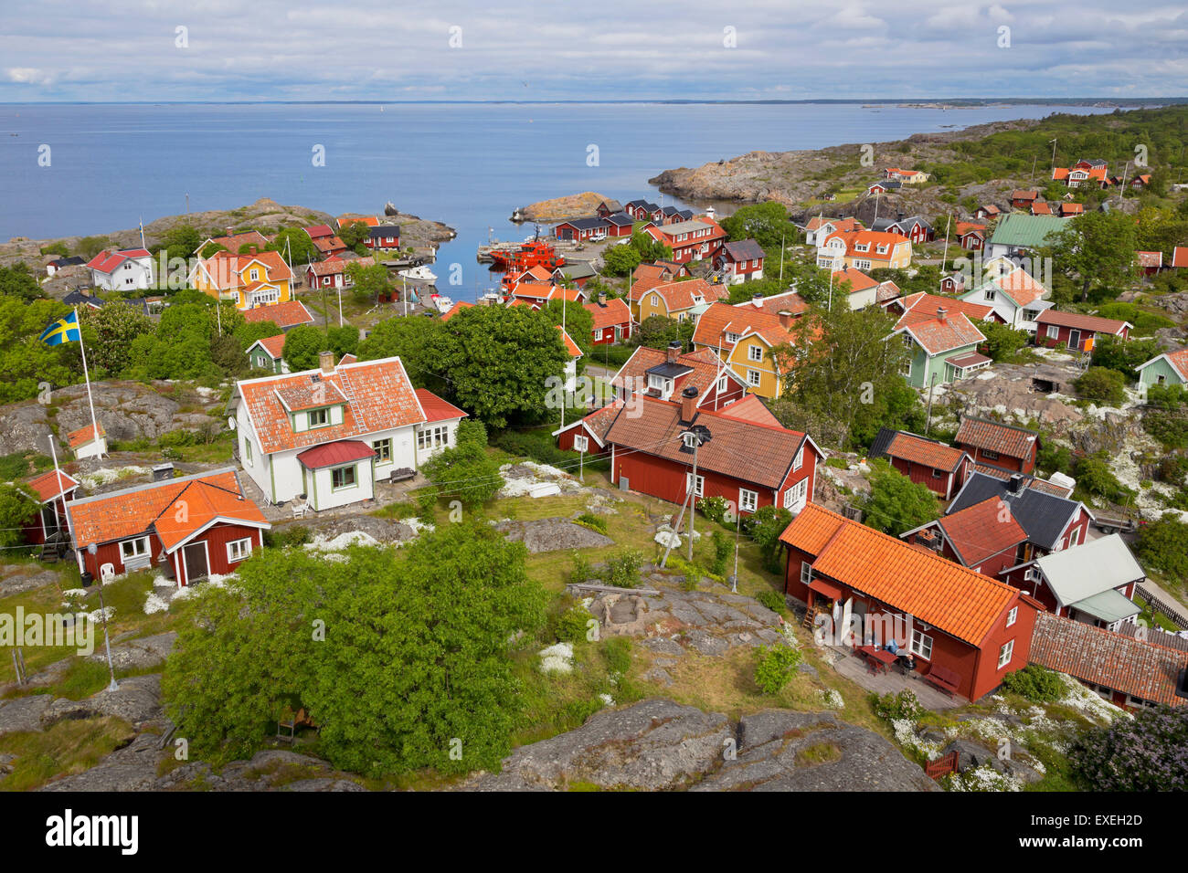 View of the village of Landsort, skerry island Öja, Nynashamn, Sweden Stock Photo