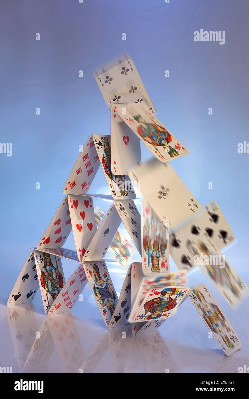 Collapsing House Of Cards Stock Photo Alamy Collapsing House Of Cards Stock Photo Alamy