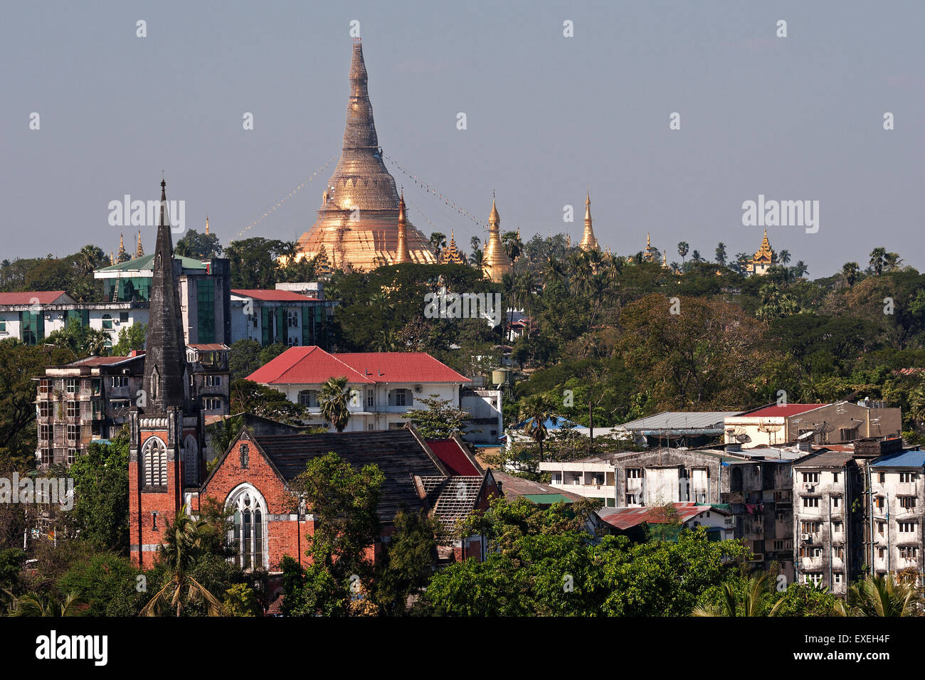 View of the Shwedagon Pagoda, Yangon, Myanmar Stock Photo