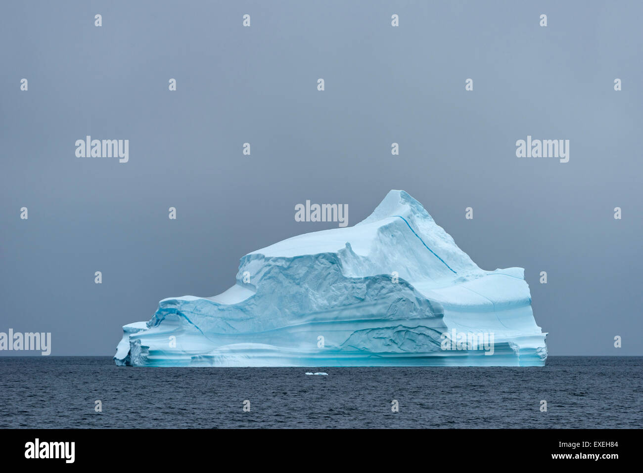 Iceberg floating in the water, Scoresbysund, Eastern Greenland, Greenland Stock Photo