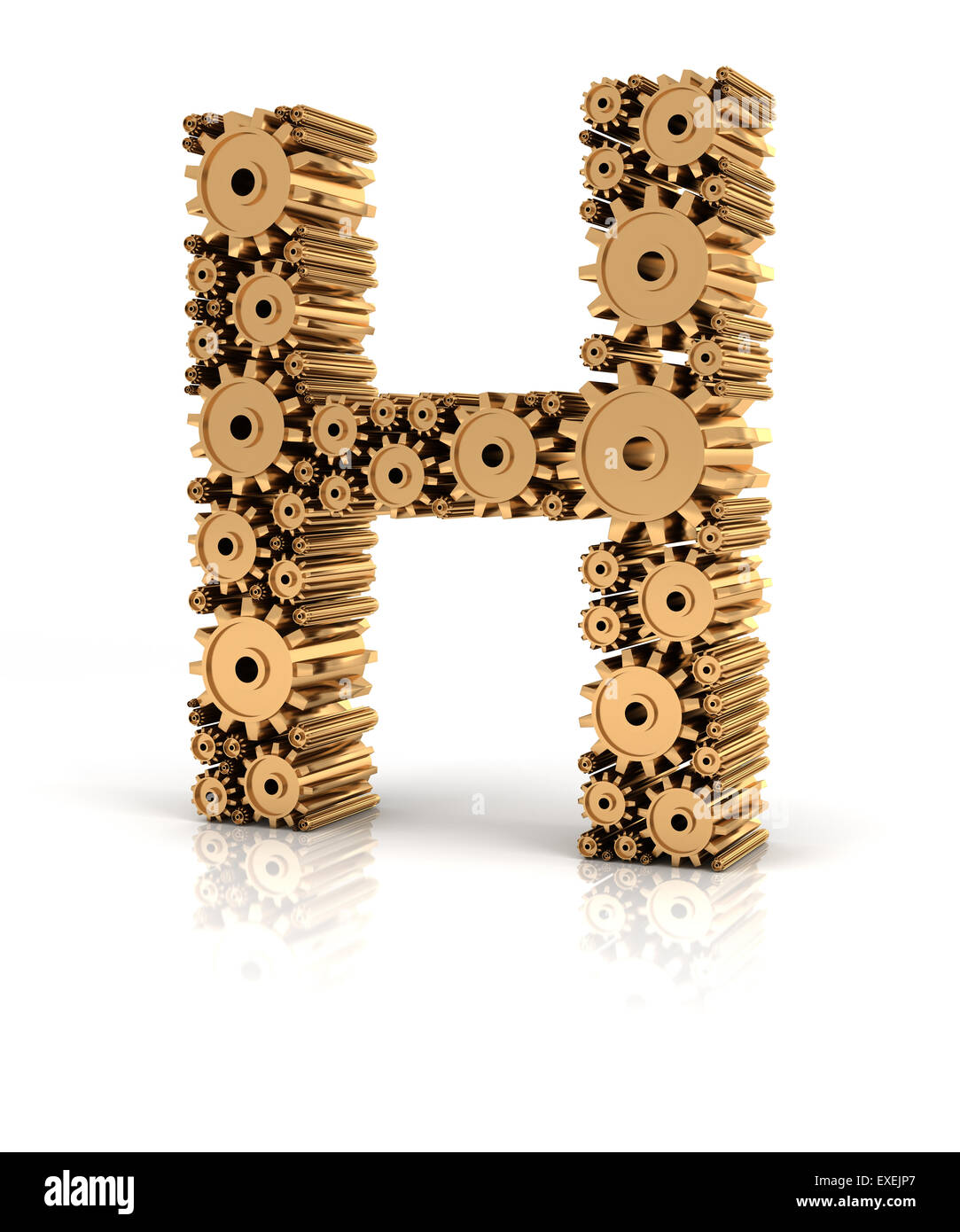 Alphabet H formed by gears Stock Photo