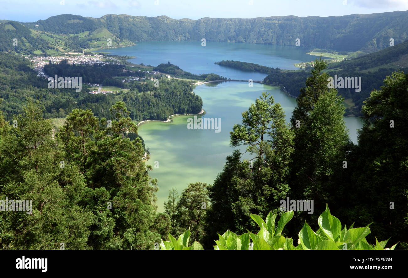 The crater lake of the Sete Cidades Massif Stock Photo