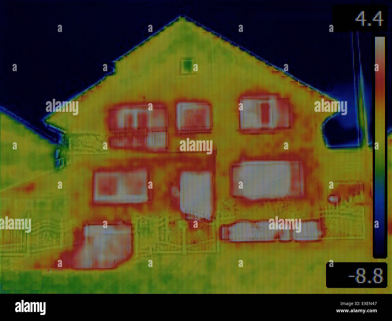 Thermal Image of House in the Winter Stock Photo