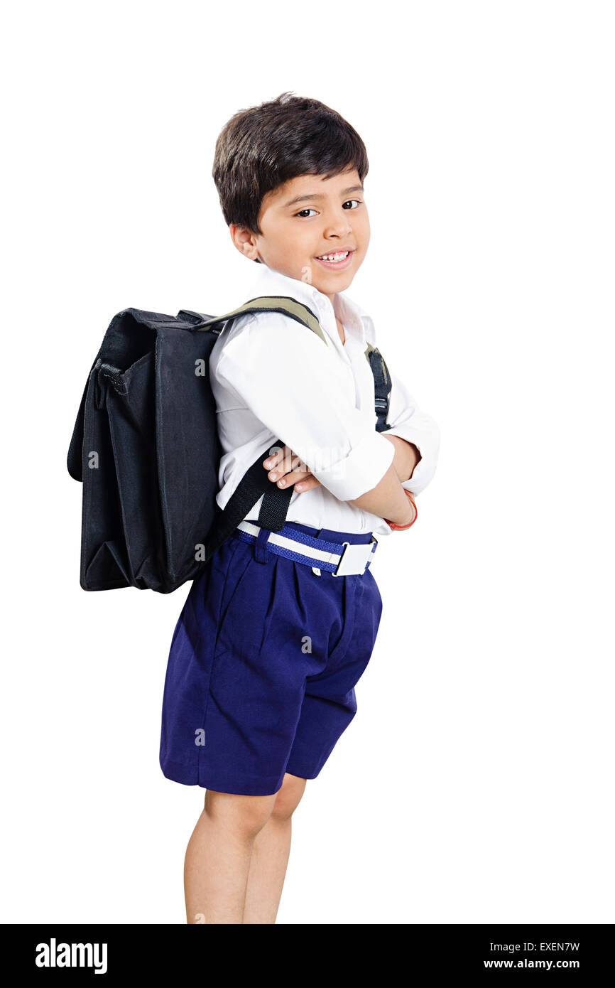 1 indian rural School kids boy standing pose Stock Photo