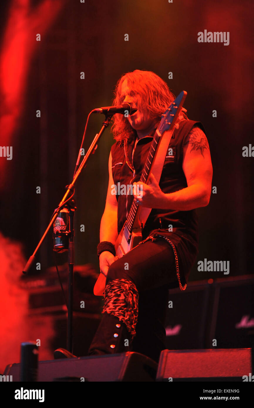 Vizovice, Czech Republic. 12th July, 2015. Singer Kai Hansen of German music band Gamma Ray performs during the International Music Festival Masters of Rock in Vizovice, Czech Republic, July 12, 2015. © Dalibor Gluck/CTK Photo/Alamy Live News Stock Photo