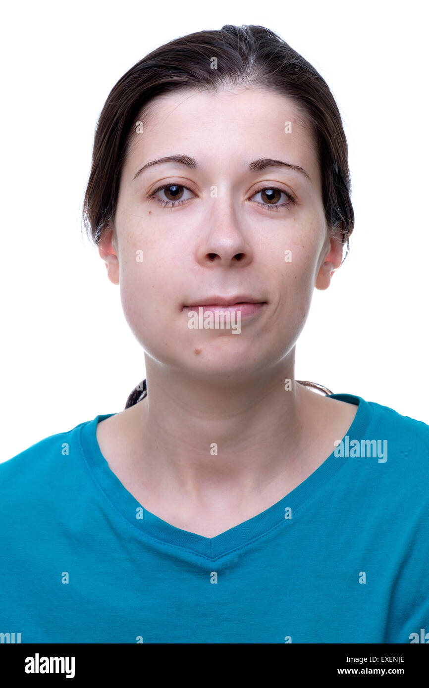 Young woman with swollen cheek suffering from painful toothache but trying to maintain a positive atitude Stock Photo