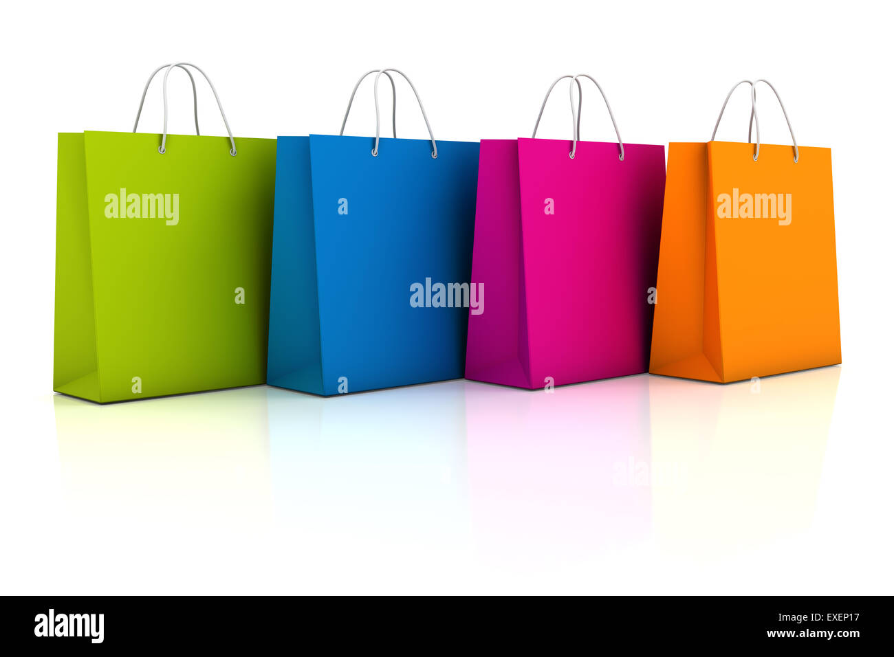 Colourful shopping bags, 3d render Stock Photo