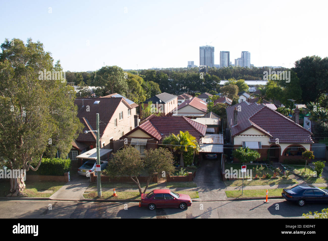 The view from Concord West train station in Sydney looking west over
