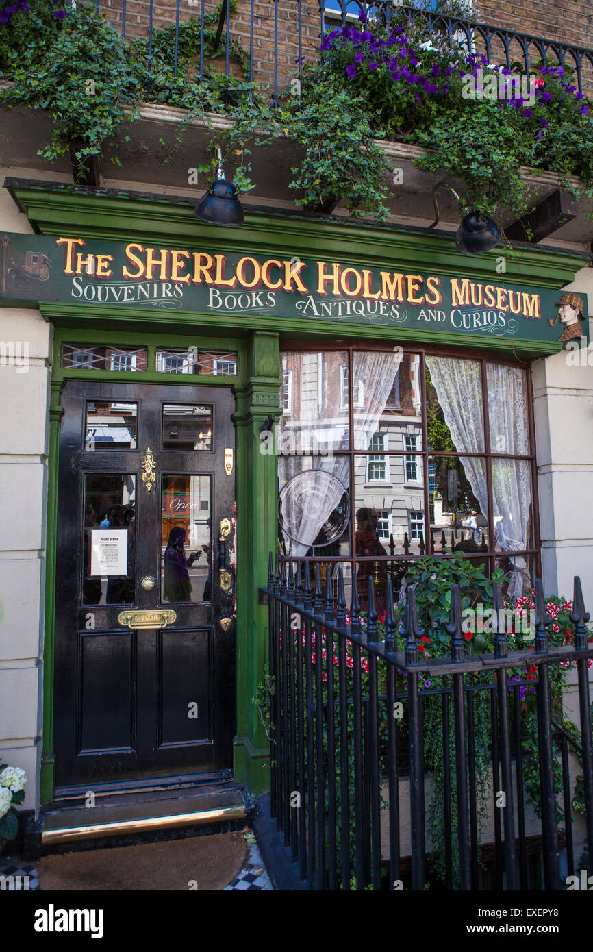 LONDON, UK - JULY 10TH 2015: The facade of the Sherlock Holmes Museum in Baker Street, London on 10th July 2015. Stock Photo