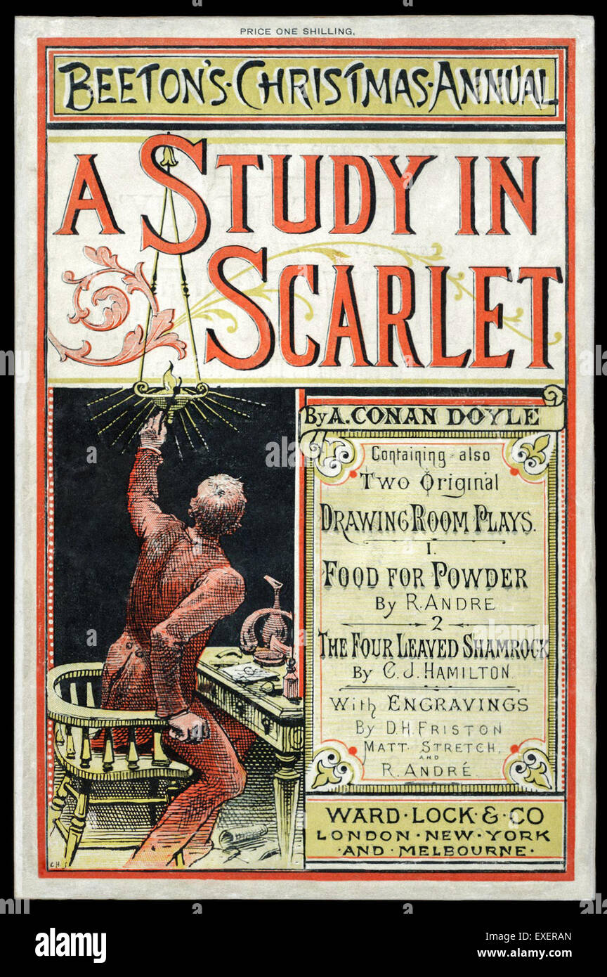 Beeton's Christmas Annual 1887 featured 'A Study in Scarlet' by Sir Arthur Conan Doyle; the very first appearance of Sherlock Holmes. See description for more information. Stock Photo