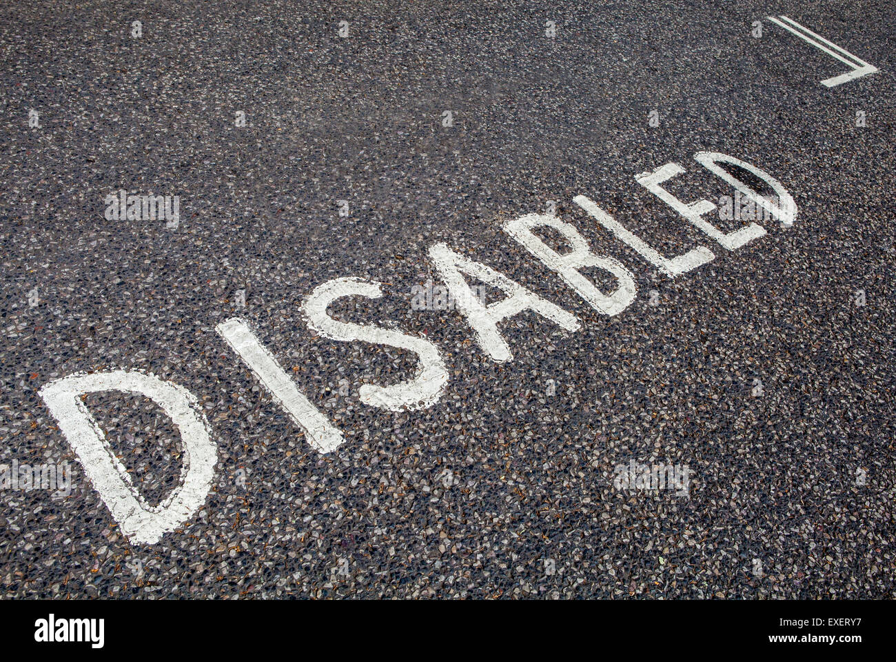 An empty Disabled Parking Bay. Stock Photo