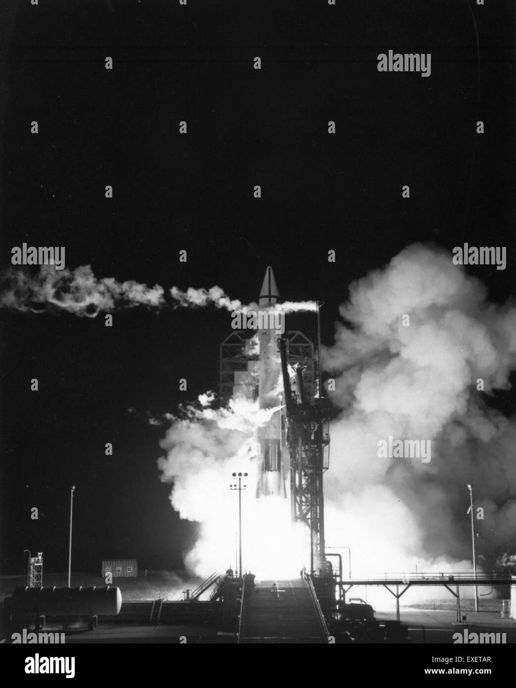 Cold War Rocket Launch Colorised Cold war space race Black and White Stock Photos & Images - Alamy