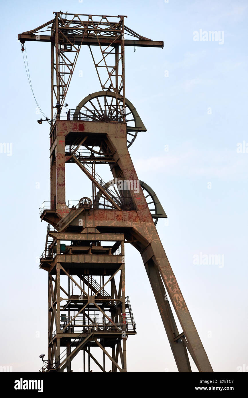 View of Clipstone Headstocks, Clipstone Colliery, Nottinghamshire, England. Stock Photo