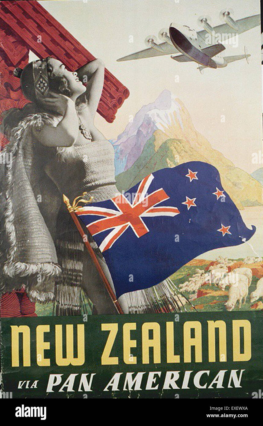 PanAm New Zealand Poster Stock Photo